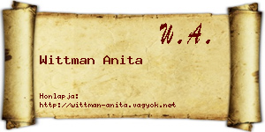 Wittman Anita névjegykártya